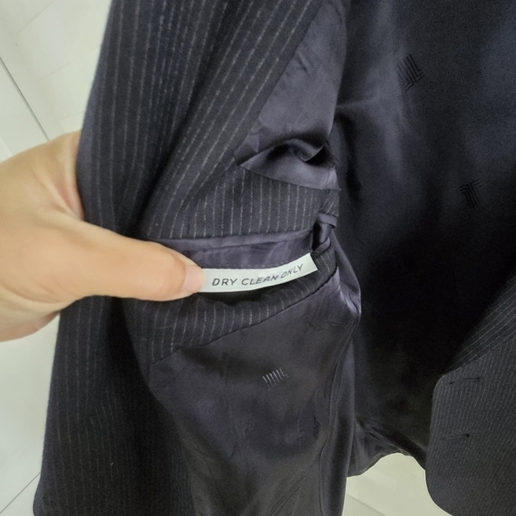 Lanvin Vintage Wool Blazer Sport Coat Suit Jacket Navy Pinstripe Two-Button 46 - Picture 12 of 14